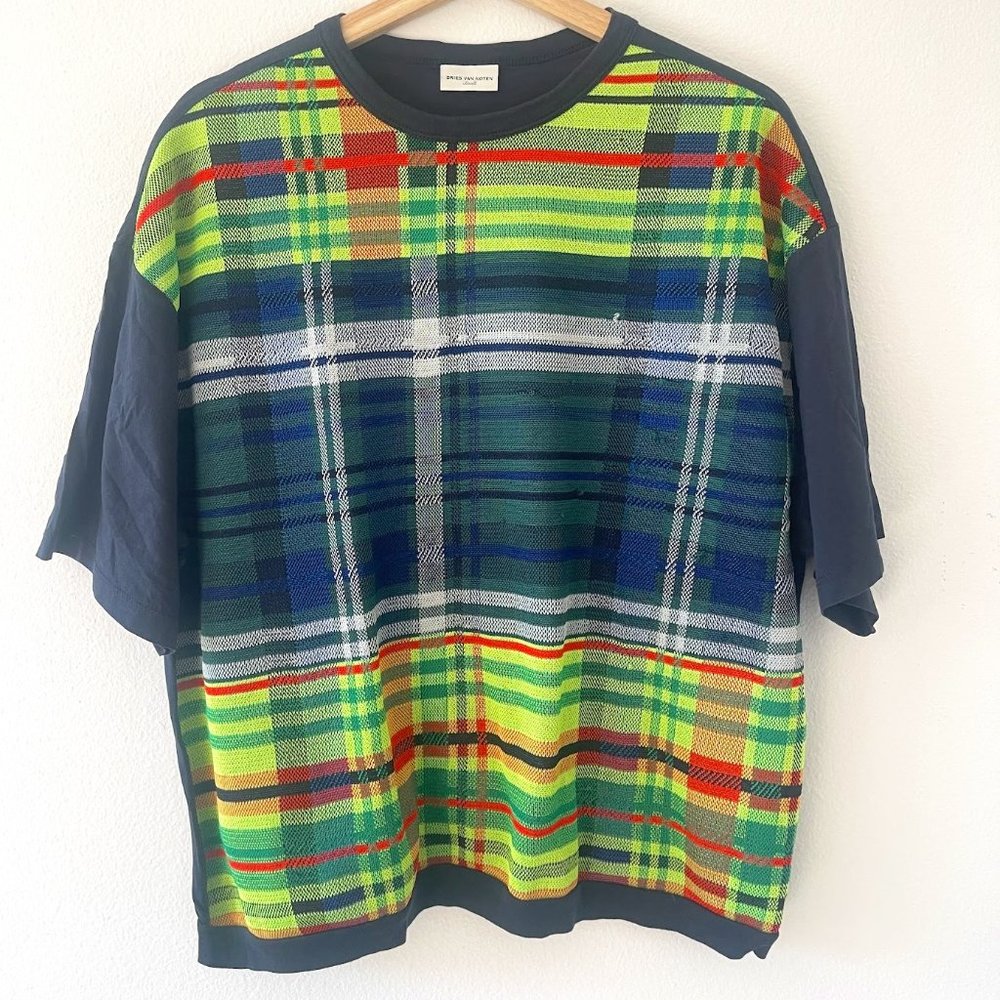 DRIES VAN NOTEN Plaid Knit T-Shirt